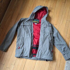Burton Poacher Snowboarding Jacket Men Size Small Grey with Red Liner